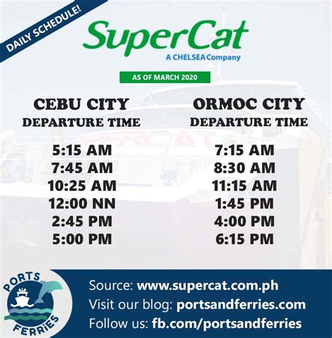 Cebu to Ormoc and v.v.: SuperCat Schedule, Fare .